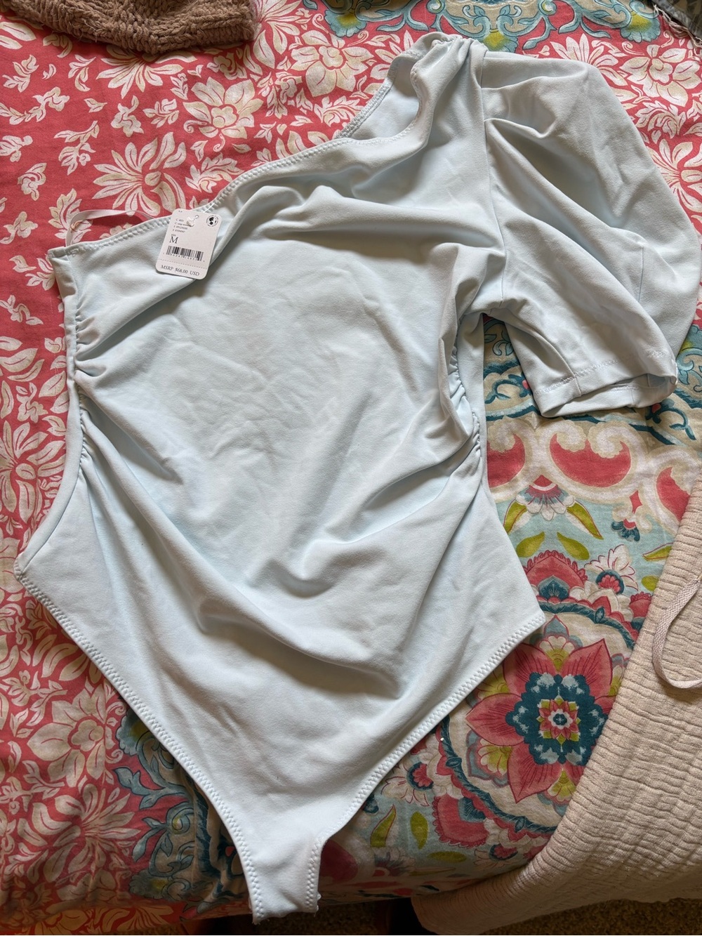 NWT Free People One Shoulder Puff Sleeve Bodysuit